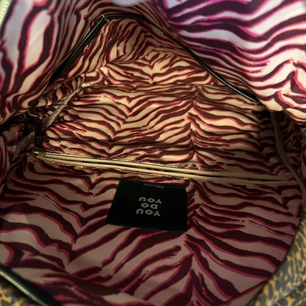 Stella & Dot Leopard Print Brown Backpack